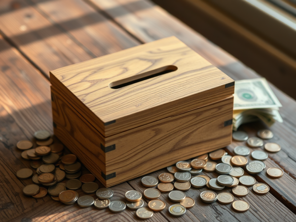 Wooden Money Saving Box: